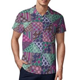 AILLOSA YH-562 3D Baskılı Desen Kısa Kollu Polo Yaka Erkek T-shirt