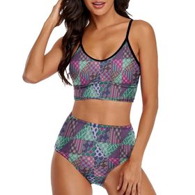 AILLOSA YH-562 Geniş Omuz Askılı Üçgen Bikini Üstü Alçak Bel İki Parça Kadın Bikini Seti