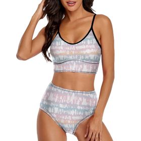 AILLOSA YH-563 Geniş Omuz Askılı Üçgen Bikini Üstü Alçak Bel İki Parça Kadın Bikini Seti
