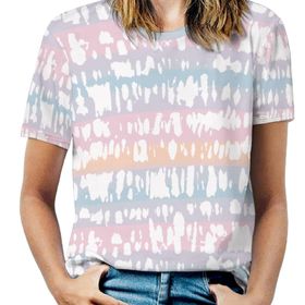AILLOSA YH-563 Tamamı Baskılı Kısa Kollu Yuvarlak Yaka Kadın T-shirt