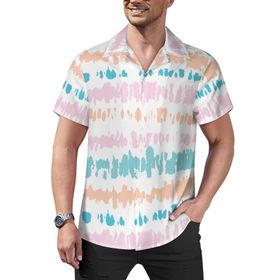 AILLOSA YH-564 Hawaii Çiçek Baskılı 3D Desen Kısa Kollu Erkek Gömlek