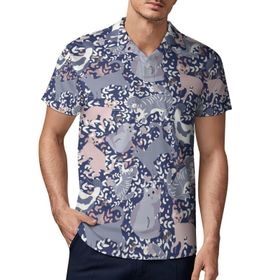 AILLOSA YH-565 3D Baskılı Desen Kısa Kollu Polo Yaka Erkek T-shirt