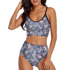 AILLOSA YH-565 Geniş Omuz Askılı Üçgen Bikini Üstü Alçak Bel İki Parça Kadın Bikini Seti