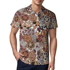 AILLOSA YH-566 3D Baskılı Desen Kısa Kollu Polo Yaka Erkek T-shirt