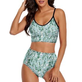 AILLOSA YH-567 Geniş Omuz Askılı Üçgen Bikini Üstü Alçak Bel İki Parça Kadın Bikini Seti