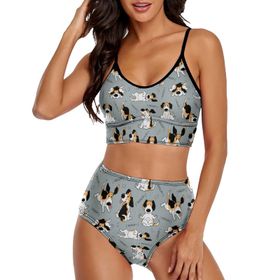 AILLOSA YH-568 Geniş Omuz Askılı Üçgen Bikini Üstü Alçak Bel İki Parça Kadın Bikini Seti