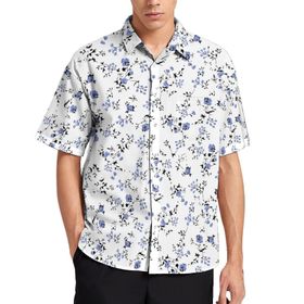 AILLOSA YH-57 Aloha Hawaii 3D Desen Kısa Kollu Erkek Gömlek