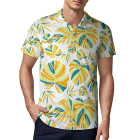 AILLOSA YH-570 3D Baskılı Desen Kısa Kollu Polo Yaka Erkek T-shirt