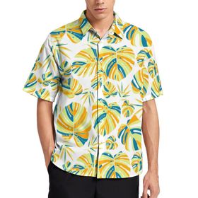 AILLOSA YH-570 Aloha Hawaii 3D Desen Kısa Kollu Erkek Gömlek