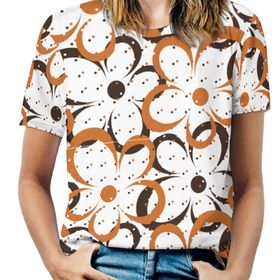 AILLOSA YH-572 Tamamı Baskılı Kısa Kollu Yuvarlak Yaka Kadın T-shirt