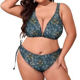AILLOSA YH-573 Karın Kontrolü İki Parça Büyük Beden Kadın Bikini Seti