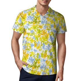 AILLOSA YH-574 3D Baskılı Desen Kısa Kollu Polo Yaka Erkek T-shirt