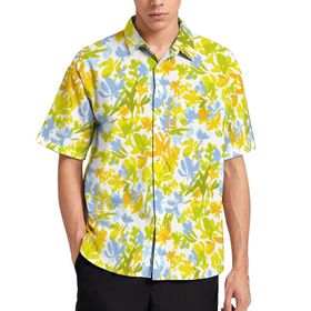 AILLOSA YH-574 Aloha Hawaii 3D Desen Kısa Kollu Erkek Gömlek