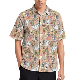 AILLOSA YH-575 Aloha Hawaii 3D Desen Kısa Kollu Erkek Gömlek