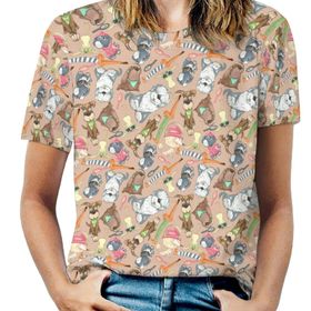 AILLOSA YH-575 Tamamı Baskılı Kısa Kollu Yuvarlak Yaka Kadın T-shirt
