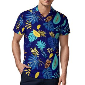AILLOSA YH-577 3D Baskılı Desen Kısa Kollu Polo Yaka Erkek T-shirt