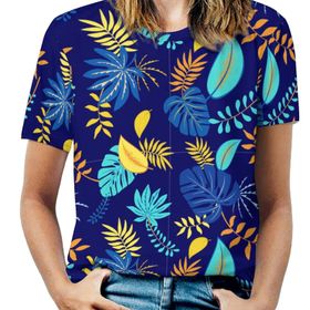 AILLOSA YH-577 Tamamı Baskılı Kısa Kollu Yuvarlak Yaka Kadın T-shirt