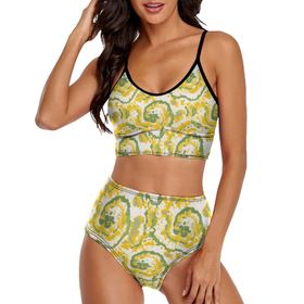 AILLOSA YH-578 Geniş Omuz Askılı Üçgen Bikini Üstü Alçak Bel İki Parça Kadın Bikini Seti