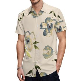 AILLOSA YH-58 Hawaii Çiçek Baskılı 3D Desen Kısa Kollu Erkek Gömlek