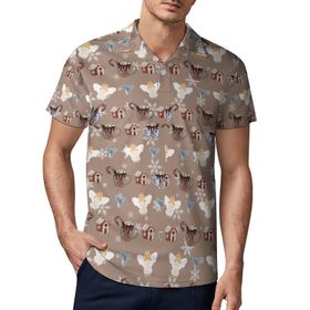 AILLOSA YH-581 3D Baskılı Desen Kısa Kollu Polo Yaka Erkek T-shirt