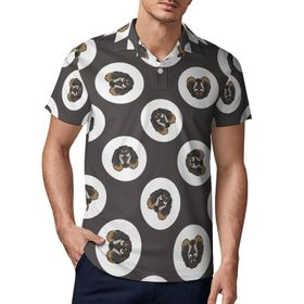 AILLOSA YH-582 3D Baskılı Desen Kısa Kollu Polo Yaka Erkek T-shirt