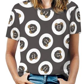 AILLOSA YH-582 Tamamı Baskılı Kısa Kollu Yuvarlak Yaka Kadın T-shirt