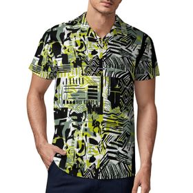 AILLOSA YH-586 3D Baskılı Desen Kısa Kollu Polo Yaka Erkek T-shirt