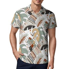 AILLOSA YH-587 3D Baskılı Desen Kısa Kollu Polo Yaka Erkek T-shirt