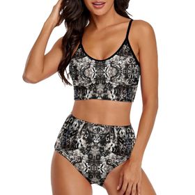 AILLOSA YH-591 Geniş Omuz Askılı Üçgen Bikini Üstü Alçak Bel İki Parça Kadın Bikini Seti