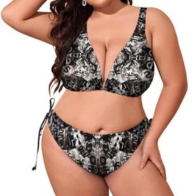 AILLOSA YH-591 Karın Kontrolü İki Parça Büyük Beden Kadın Bikini Seti