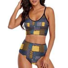 AILLOSA YH-592 Geniş Omuz Askılı Üçgen Bikini Üstü Alçak Bel İki Parça Kadın Bikini Seti