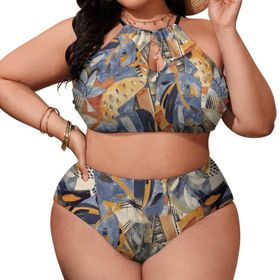 AILLOSA YH-594 Geniş Askılı Orta Bel Büyük Beden Kadın Bikini Seti