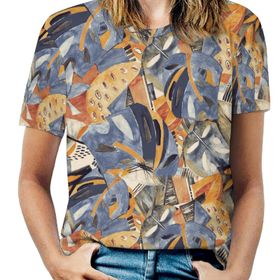 AILLOSA YH-594 Tamamı Baskılı Kısa Kollu Yuvarlak Yaka Kadın T-shirt