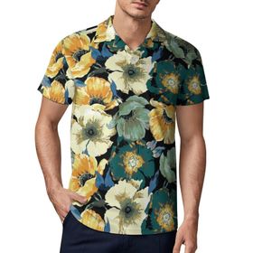 AILLOSA YH-595 3D Baskılı Desen Kısa Kollu Polo Yaka Erkek T-shirt