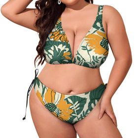 AILLOSA YH-597 Karın Kontrolü İki Parça Büyük Beden Kadın Bikini Seti