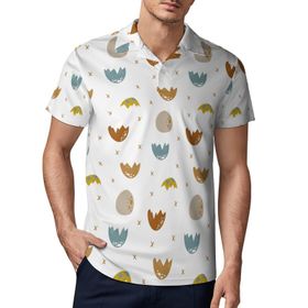 AILLOSA YH-603 3D Baskılı Desen Kısa Kollu Polo Yaka Erkek T-shirt