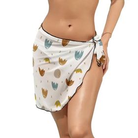 AILLOSA YH-603 Wrap Sarong Beyaz Siyah Kadın Plaj Elbise