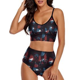 AILLOSA YH-604 Geniş Omuz Askılı Üçgen Bikini Üstü Alçak Bel İki Parça Kadın Bikini Seti