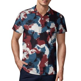 AILLOSA YH-605 3D Baskılı Desen Kısa Kollu Polo Yaka Erkek T-shirt