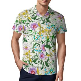 AILLOSA YH-606 3D Baskılı Desen Kısa Kollu Polo Yaka Erkek T-shirt