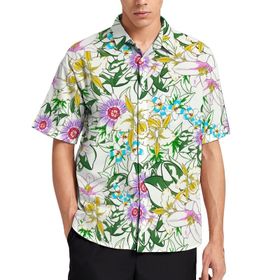 AILLOSA YH-606 Aloha Hawaii 3D Desen Kısa Kollu Erkek Gömlek