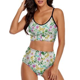 AILLOSA YH-606 Geniş Omuz Askılı Üçgen Bikini Üstü Alçak Bel İki Parça Kadın Bikini Seti