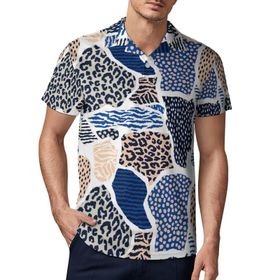 AILLOSA YH-610 3D Baskılı Desen Kısa Kollu Polo Yaka Erkek T-shirt