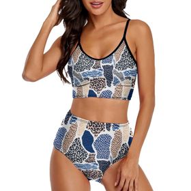 AILLOSA YH-610 Geniş Omuz Askılı Üçgen Bikini Üstü Alçak Bel İki Parça Kadın Bikini Seti
