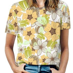 AILLOSA YH-611 Tamamı Baskılı Kısa Kollu Yuvarlak Yaka Kadın T-shirt