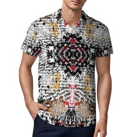 AILLOSA YH-613 3D Baskılı Desen Kısa Kollu Polo Yaka Erkek T-shirt