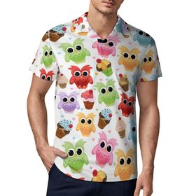 AILLOSA YH-618 3D Baskılı Desen Kısa Kollu Polo Yaka Erkek T-shirt