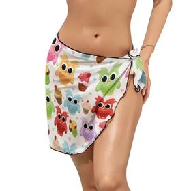 AILLOSA YH-618 Wrap Sarong Beyaz Siyah Kadın Plaj Elbise