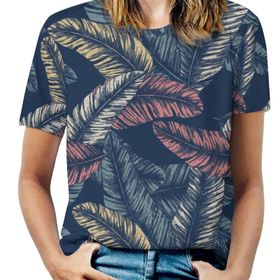 AILLOSA YH-620 Tamamı Baskılı Kısa Kollu Yuvarlak Yaka Kadın T-shirt