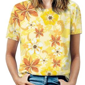 AILLOSA YH-621 Tamamı Baskılı Kısa Kollu Yuvarlak Yaka Kadın T-shirt